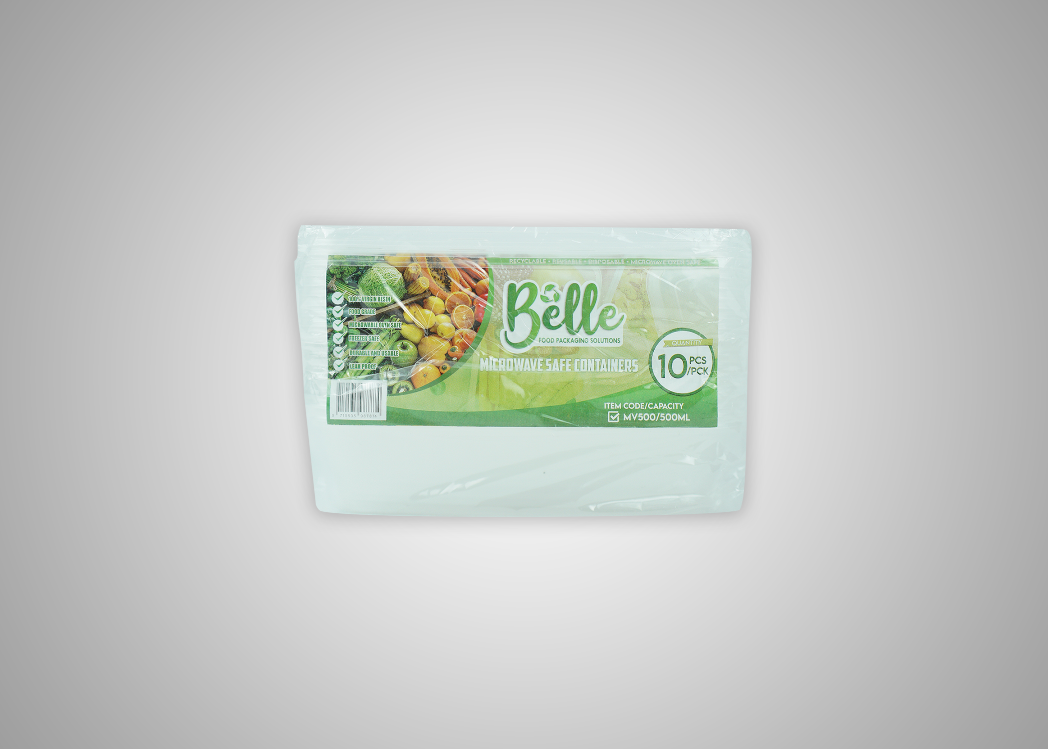 Picture of Belle Microwavable Rect 500ml MV500 10pcs x 30packs nrp PACK