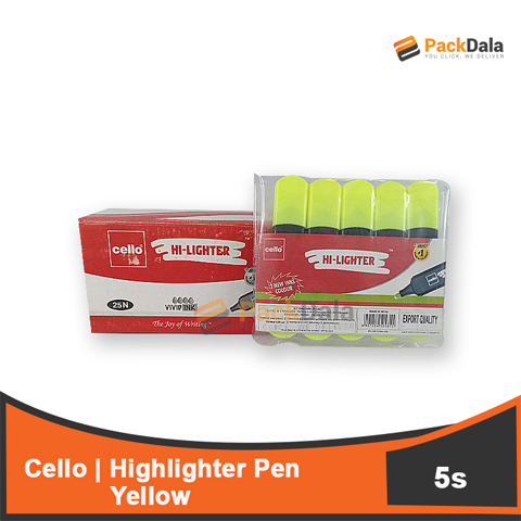 Picture of Highlighter Pen Cello Yellow 5x5sx120