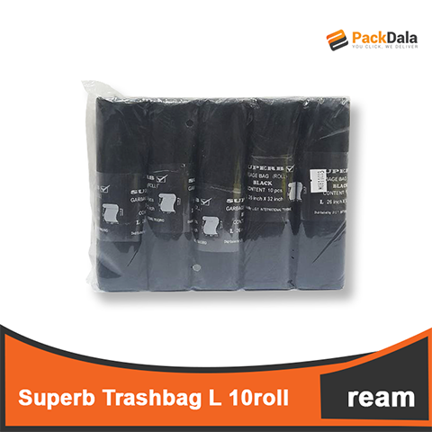 Picture of Superb Trashbag 13x13 L Black 10pcsperroll x 10rollperrm x 10rmperbdl nrp REAM