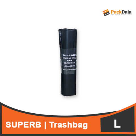 Picture of Superb Trashbag 13x13 L Black 10pcsperroll x 10rollperrm x 10rmperbdl nrp ROLL