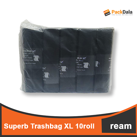 Picture of Superb Trashbag 15x15 XL Black 10pcsperroll x 10rollperrm x 10rmperbdl nrp REAM