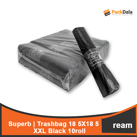 Picture of Superb Trashbag 18 5x18 5 XXL Black 10pcsperroll x 10rollperrm x 5rmperbdl nrp REAM