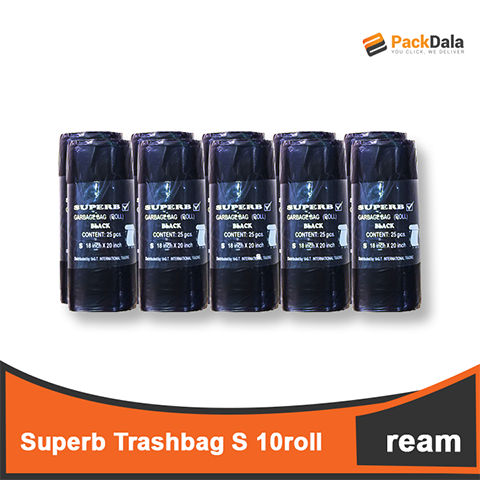 Picture of Superb Trashbag 9x9 S Black 25pcsperroll x 10rollperrm x 8rmperbdl nrp REAM