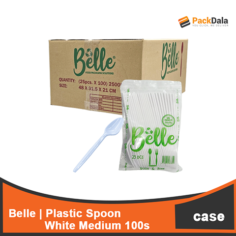 Picture of Belle Plastic Spoon White Medium 25sx100 nrp CASE