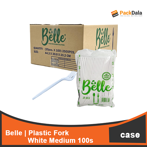 Picture of Belle Plastic Fork White Medium 25sx100 nrp CASE