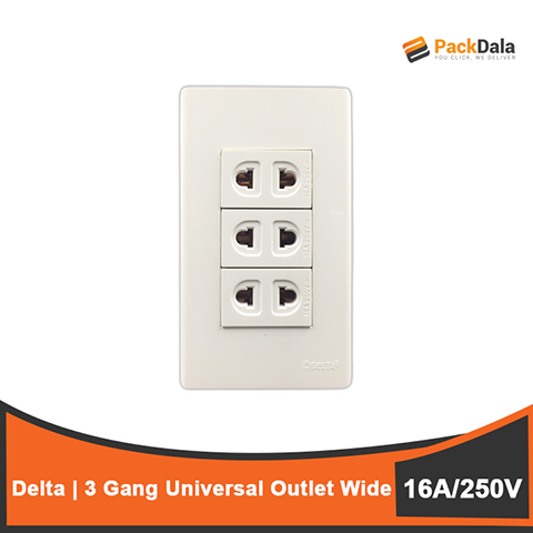 Picture of Delta 3 Gang w Universal Outlet Wide P3OUW