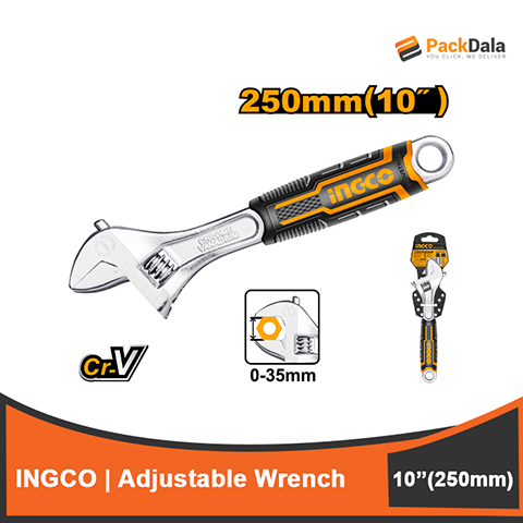 Picture of INGCO Adjustable Wrench 250mm 10inchTwo Toned Soft Handle HADW131108