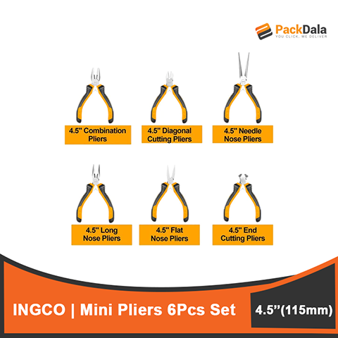 Picture of INGCO 6pcs Mini Pliers Set 115mm 4 5inch HMPS06115