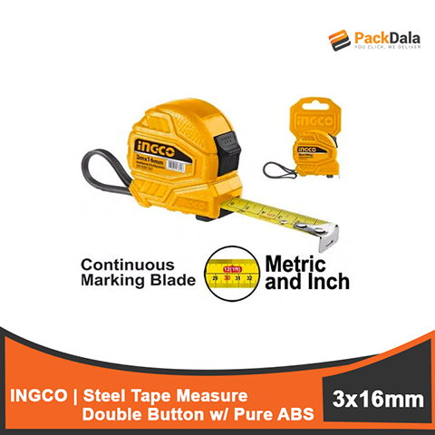 Picture of INGCO Steel Measuring Tape 3mx16mm w Metric and Inch SS HSMT27316