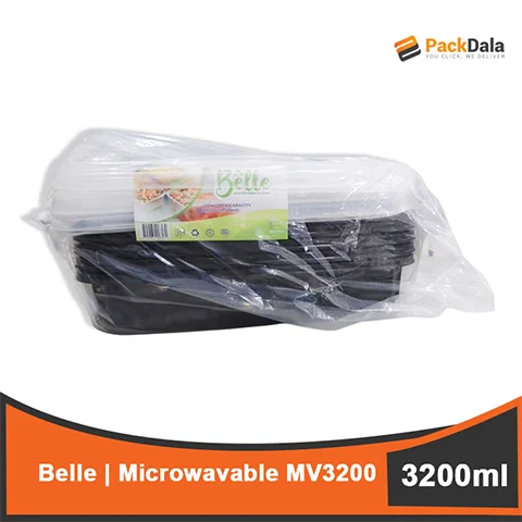 Picture of Belle Microwavable Rect 3200ml MV3200 Black 5pcs x12packs nrp PACK