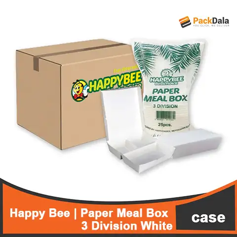 Picture of Happybee Paper Meal Box 3div White 25sx16pack per cs nrp CASE