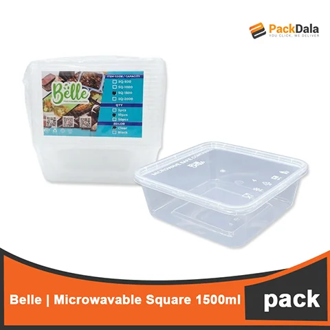 Picture of Belle Microwavable Square 1500ml SQ1500 10pcs x 30packs nrp PACK
