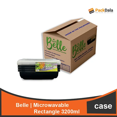 Picture of Belle Microwavable Rect 3200ml MV3200 Black 5pcs x12packs nrp CASE