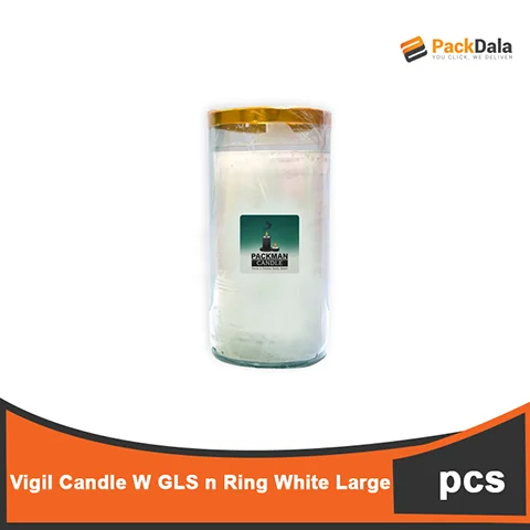 Picture of Vigil Candle W GLS n Rng White Large PCS