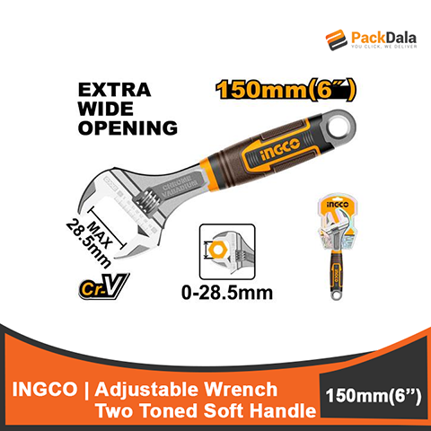 Picture of INGCO Adjustable Wrench 6inches Two Toned Soft Handle HADW131068