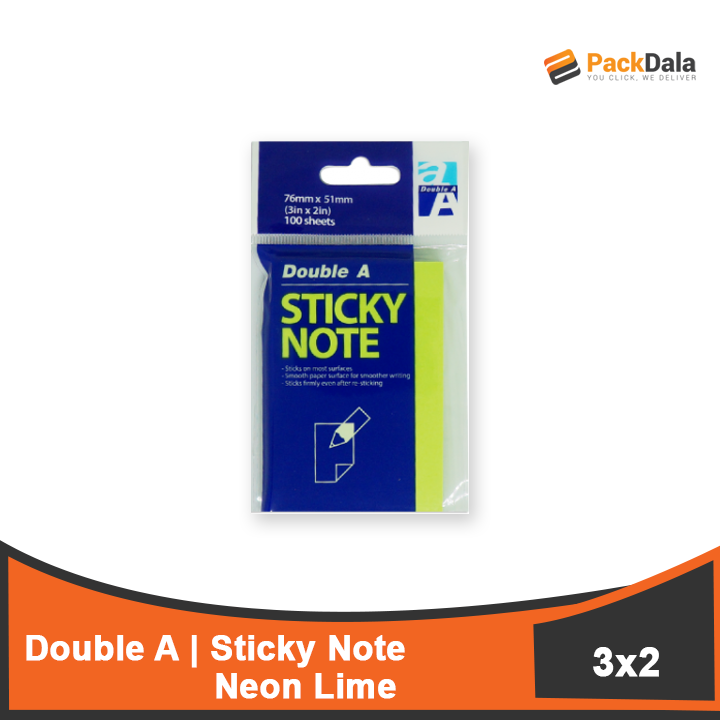 Picture of Double A Sticky Note Neon Lime 3x2inches nrp